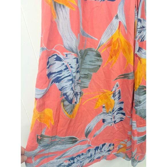 Patrons Of Peace Orange Tropical Leaf Print Wide Leg Pants Large Belted Waist - Picture 5 of 8